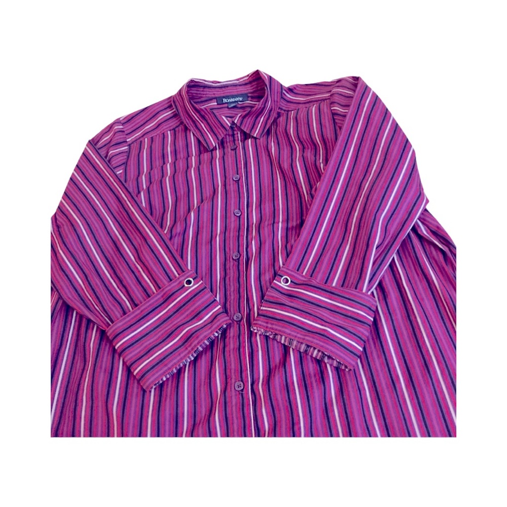 🌷Long length Striped Button Up Shirt